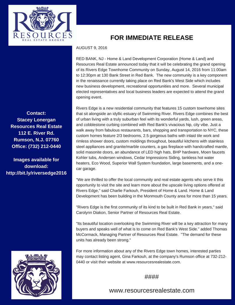 Rivers Edge 2016 Press Release